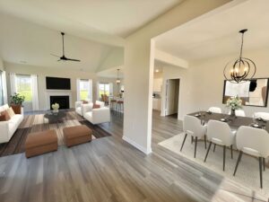 Photo of the living and dining room in the Randolph lot 76 section 6 at Castleton in Henrico VA by Boyd Homes